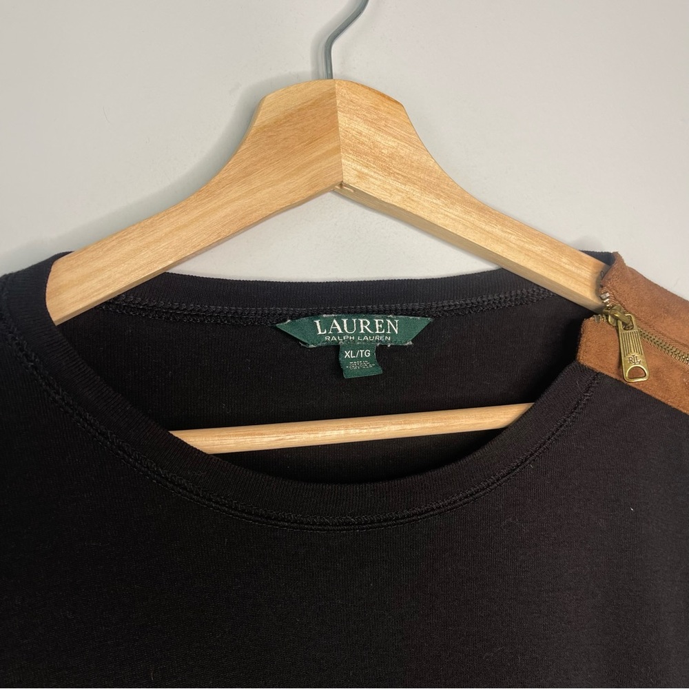 Lauren Ralph Lauren Long Sleeve Top w Shoulder Zipper Elbow Patches (X-Large) - Picture 6 of 6